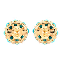 3.00 Ct Oval Cabochon Turquoise 14K Gold Earrings