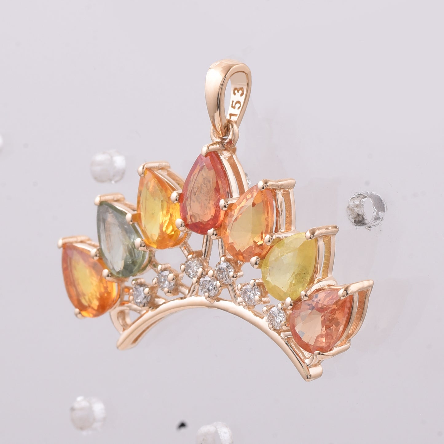 3.56 Ct Pear Natural Multi-Coloured Sapphire 14K Gold Pendant
