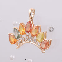 3.56 Ct Pear Natural Multi-Coloured Sapphire 14K Gold Pendant