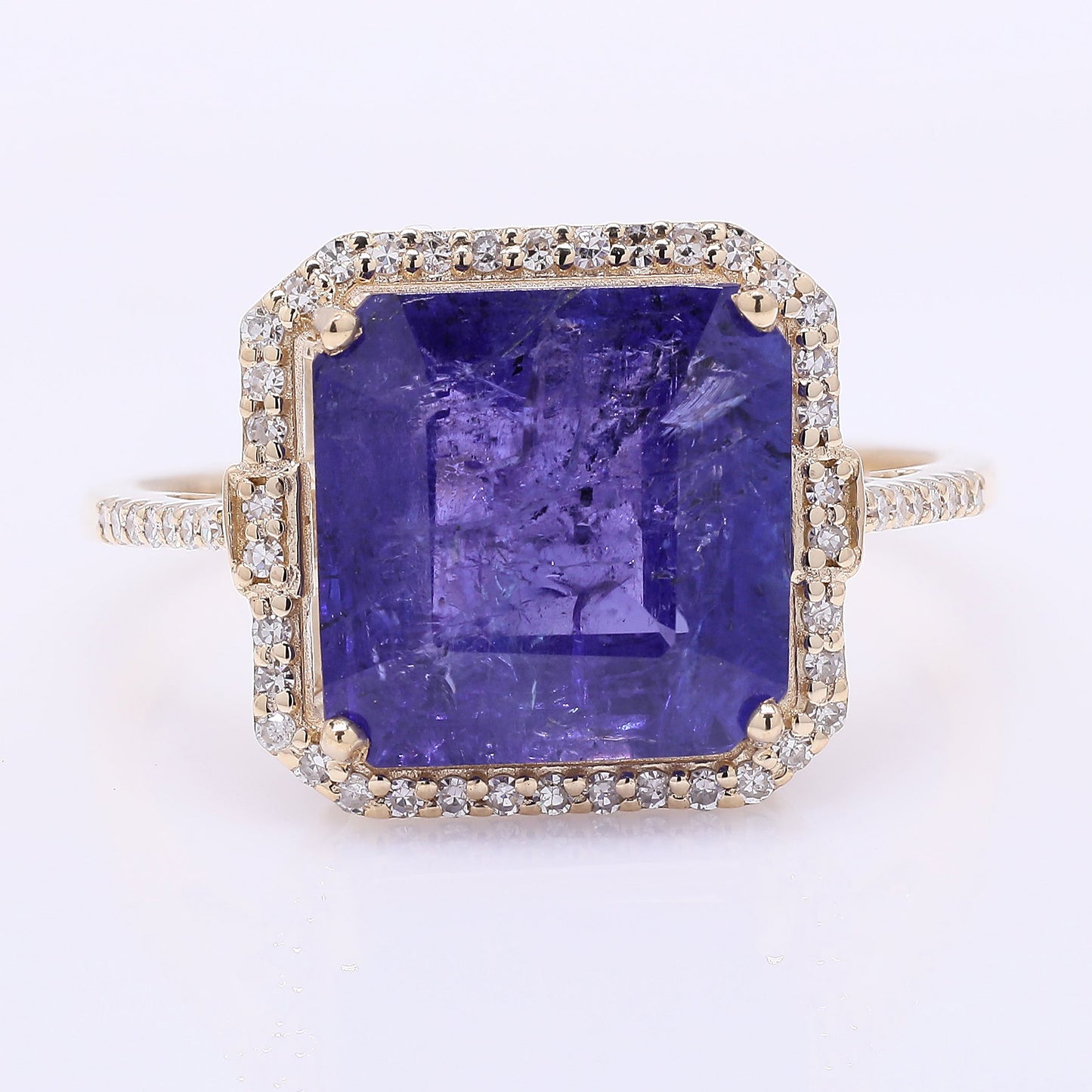 5.16 Ct Octagon Step Cut Natural Tanzanite 14K Gold Ring