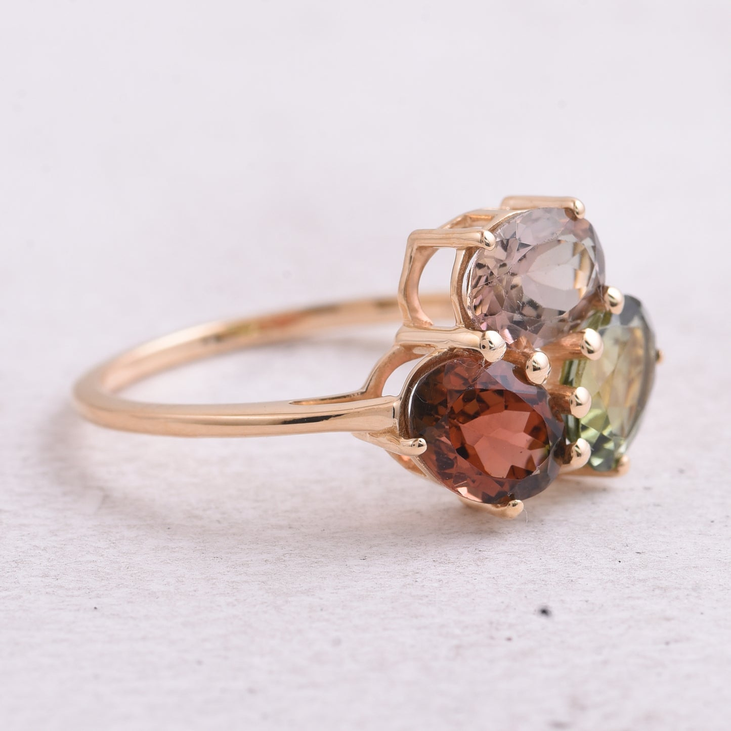 2.41 Ct Oval Natural Multi-Coloured Tourmaline 14K Gold Ring
