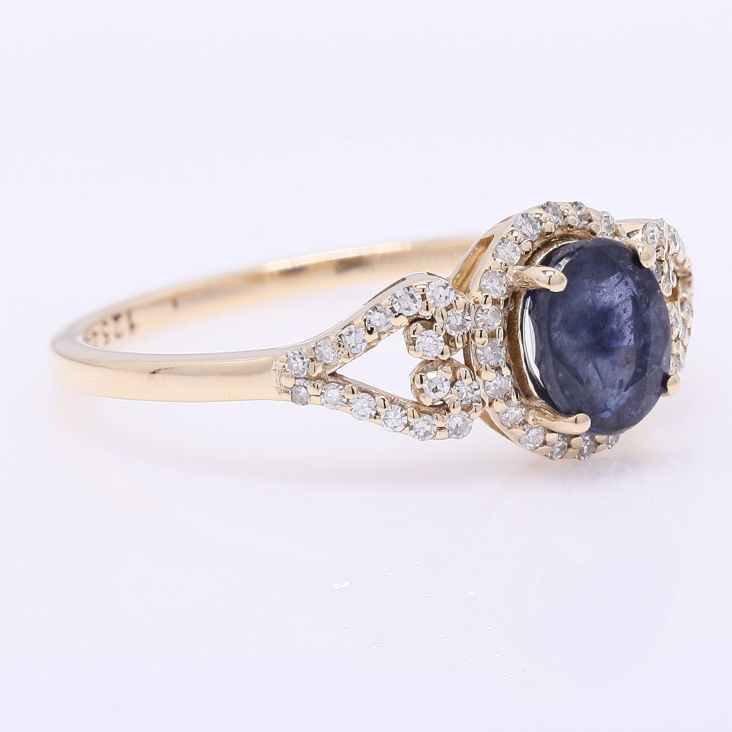 1.20 Ct Oval Mixed Cut Natural Sapphire 14K Gold Ring