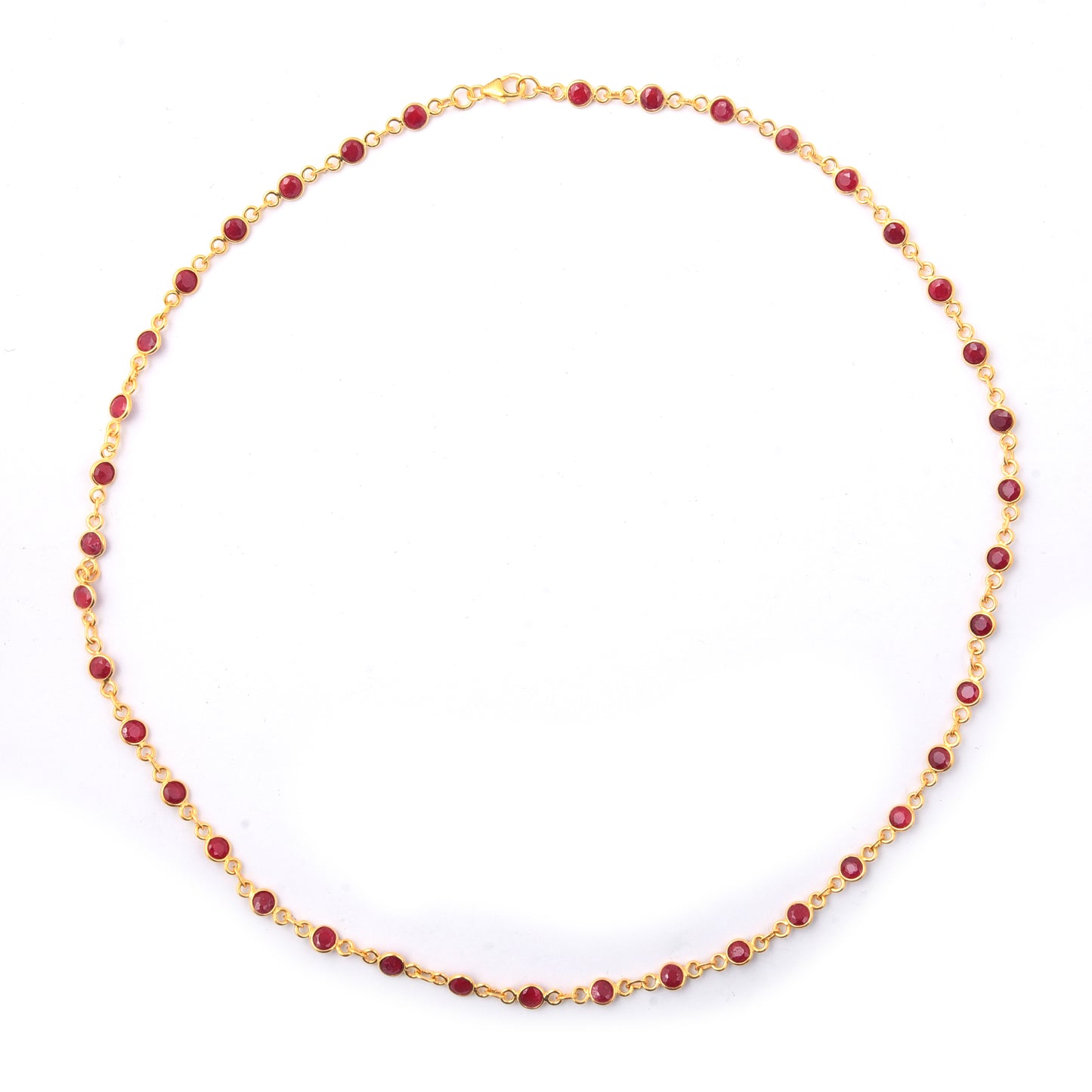 13.54 Ct Round Dyed Ruby 925 Sterling Silver Necklace