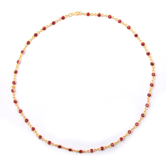 13.54 Ct Round Dyed Ruby 925 Sterling Silver Necklace