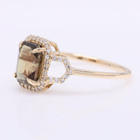 2.31 Ct Octagon Step Cut Natural Colour Change Sapphire 14K Gold Ring