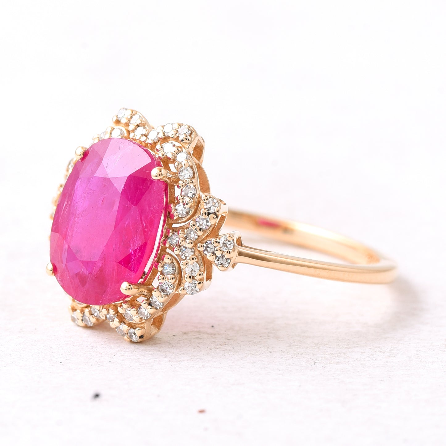 3.15 Ct Oval Mixed Cut Natural Ruby 14K Gold Ring