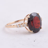 6.00 Ct Oval Natural Garnet 14K Gold Ring