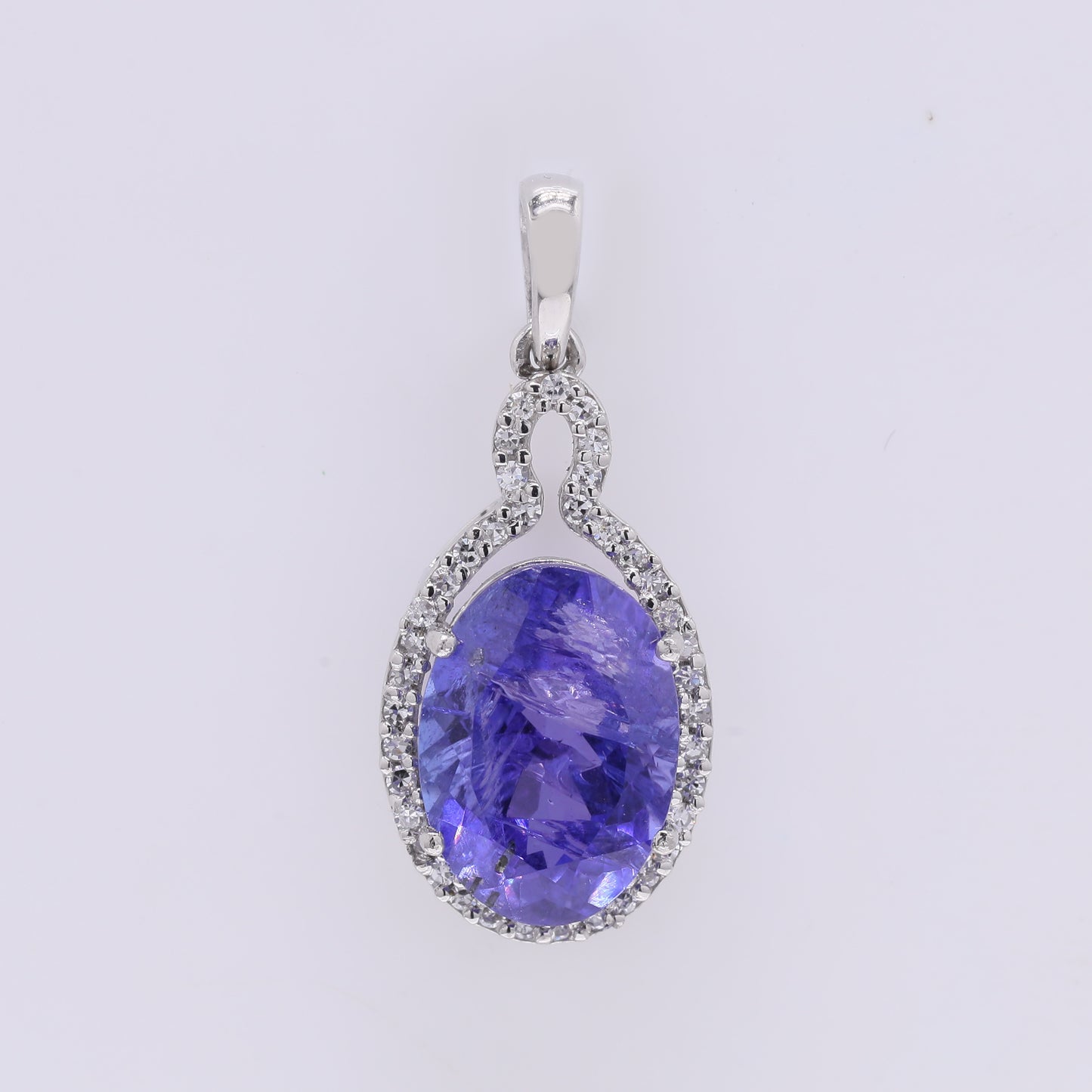 3.27 Ct Oval Mixed Cut Natural Tanzanite 950 Platinum Pendant