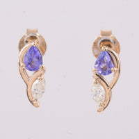 0.32 Ct Pear Natural Tanzanite 14K Gold Earrings