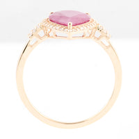 2.10 Ct Pear Mixed Cut Natural Corundum Ruby 14K Gold Ring