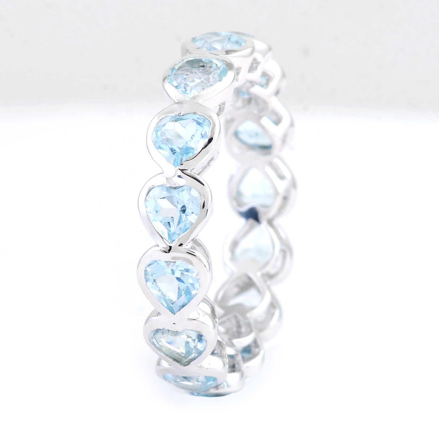 4.44 Ct Heart Blue Topaz 925 Sterling Silver Ring
