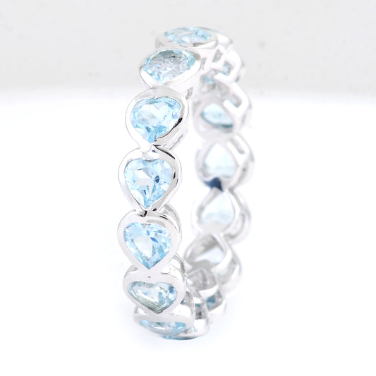 4.44 Ct Heart Blue Topaz 925 Sterling Silver Ring