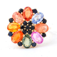 5.01 Ct Oval Multi Sapphire 14K Gold Ring