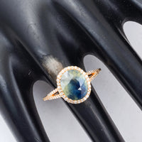 3.17 Ct Oval Mixed Cut Natural Bi Coloured Sapphire 14K Gold Ring