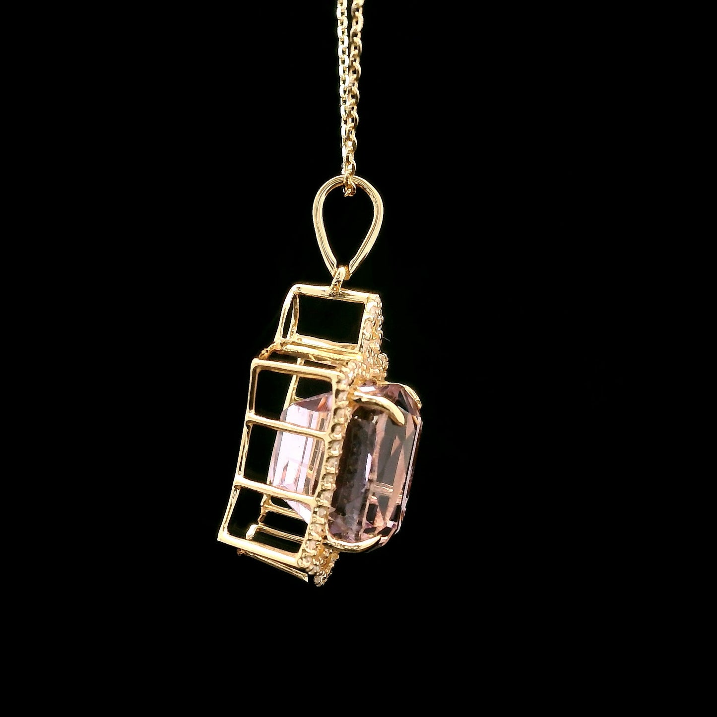 7.26 Ct Cushion Kunzite 14K Gold Pendant