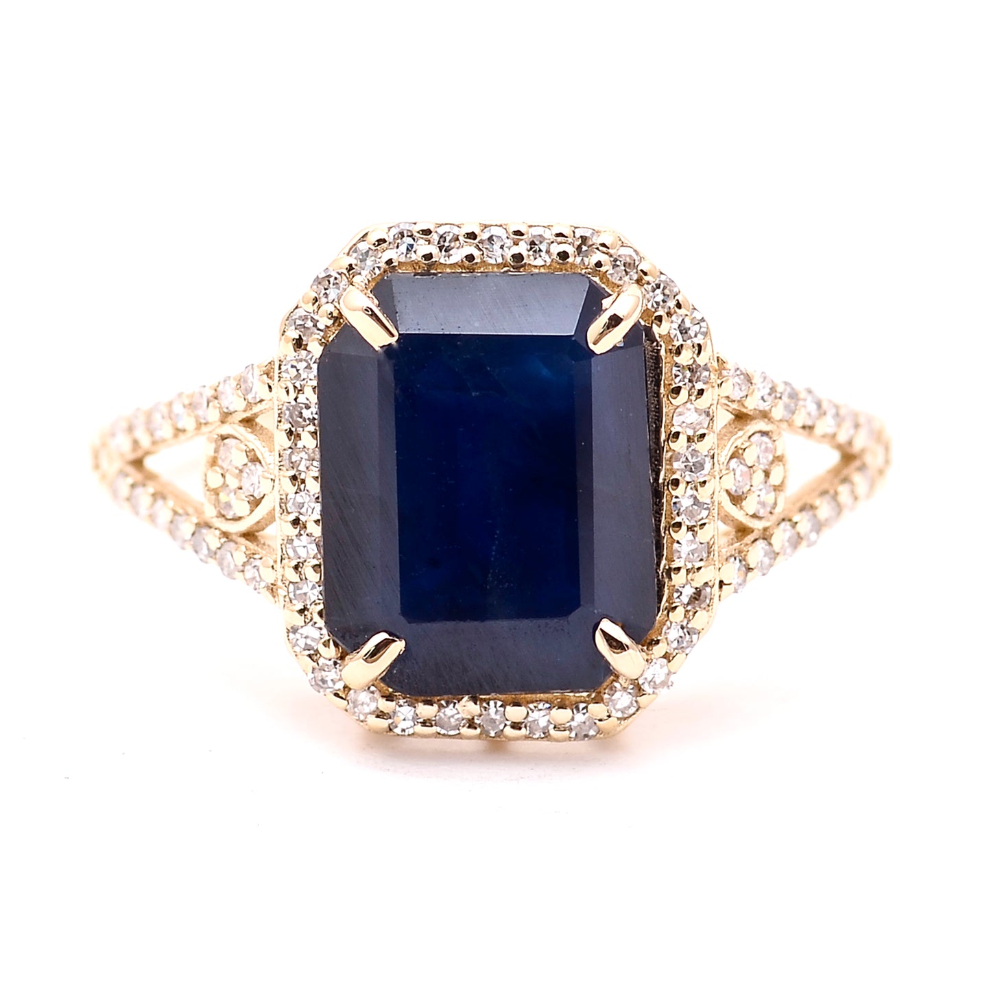 3.21 Ct Octagon Natural Sapphire 14K Gold Ring