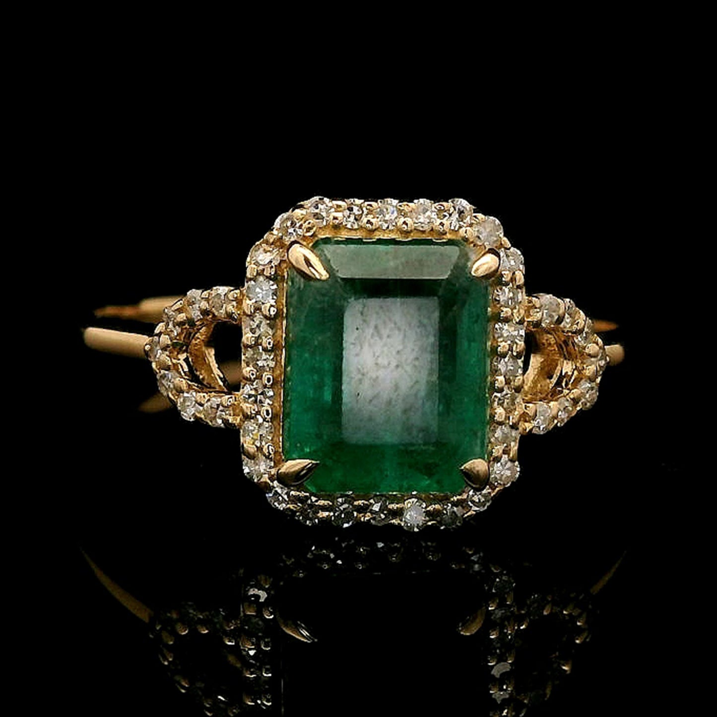 1.62 Ct Octagon Step Cut Natural Emerald 14K Gold Ring