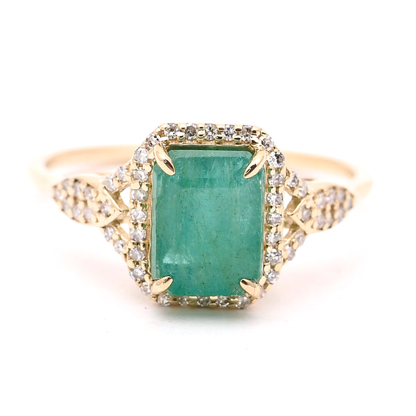 2.20 Ct Octagon Natural Emerald 14K Gold Ring