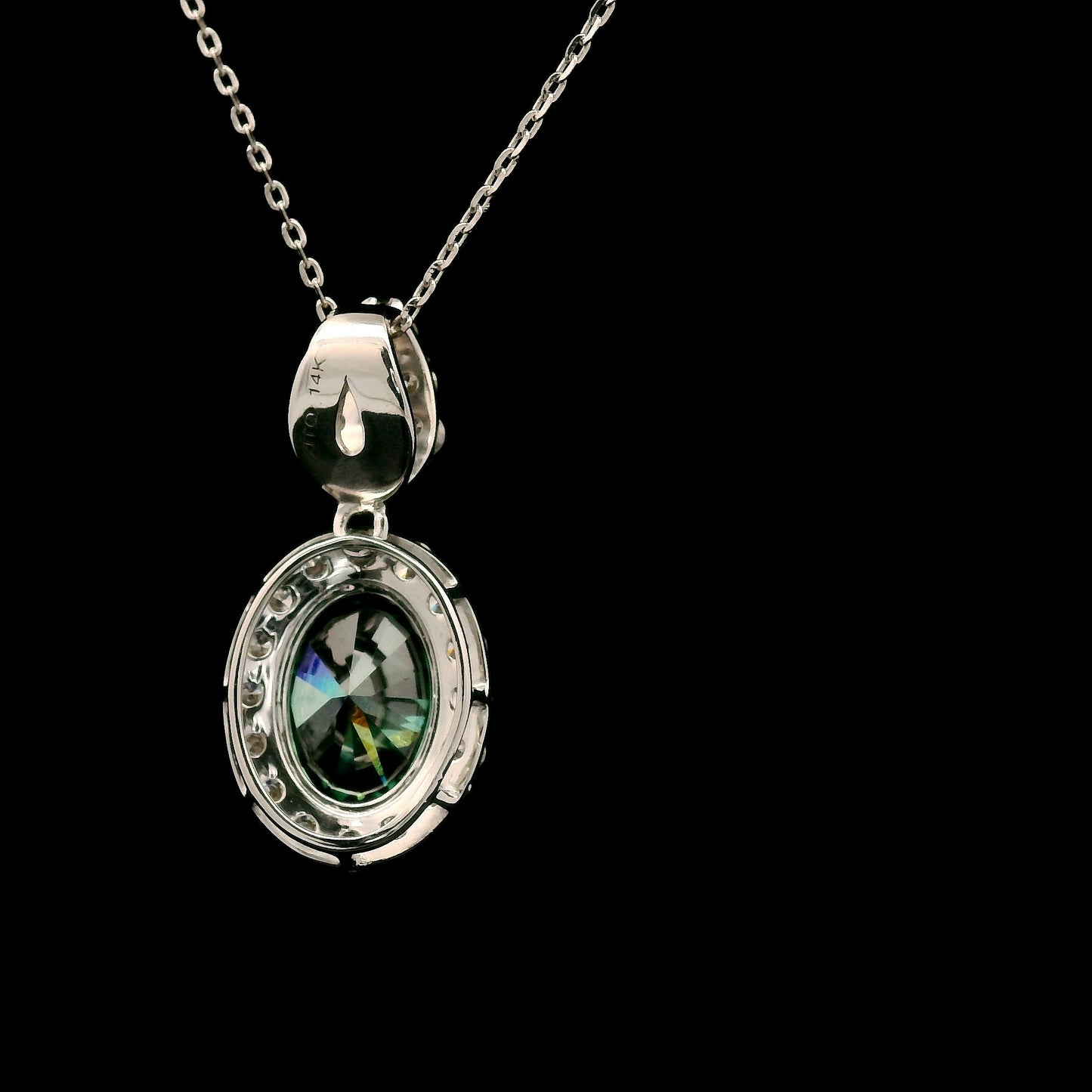 2.21 Carats Green Lab Grown Diamond 14K Gold Pendant