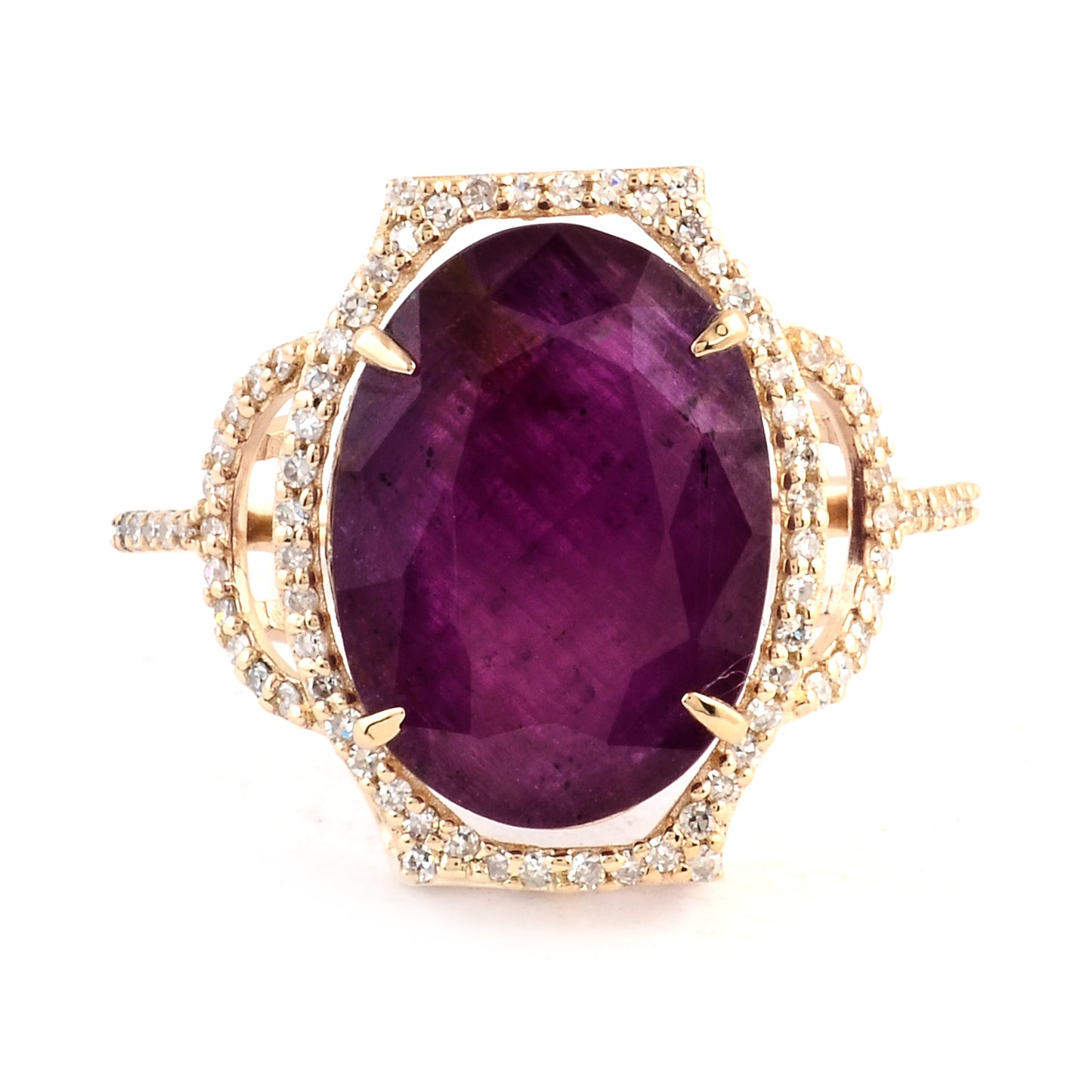 7.94 Ct Oval Mixed Cut Natural Corundum Ruby 14K Gold Ring