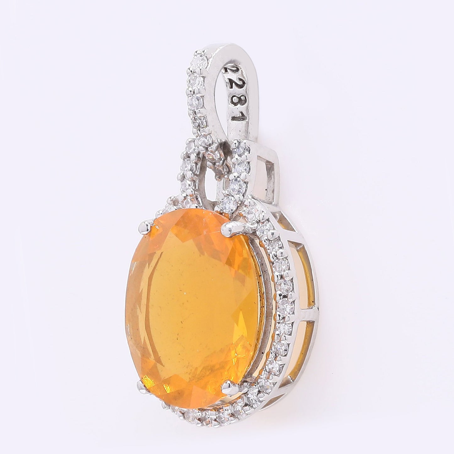 1.73 Ct Oval Mixed Cut Natural Fire Opal 950 Platinum Pendant