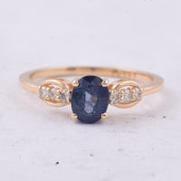 1.30 Ct Oval Natural Sapphire 14K Gold Ring