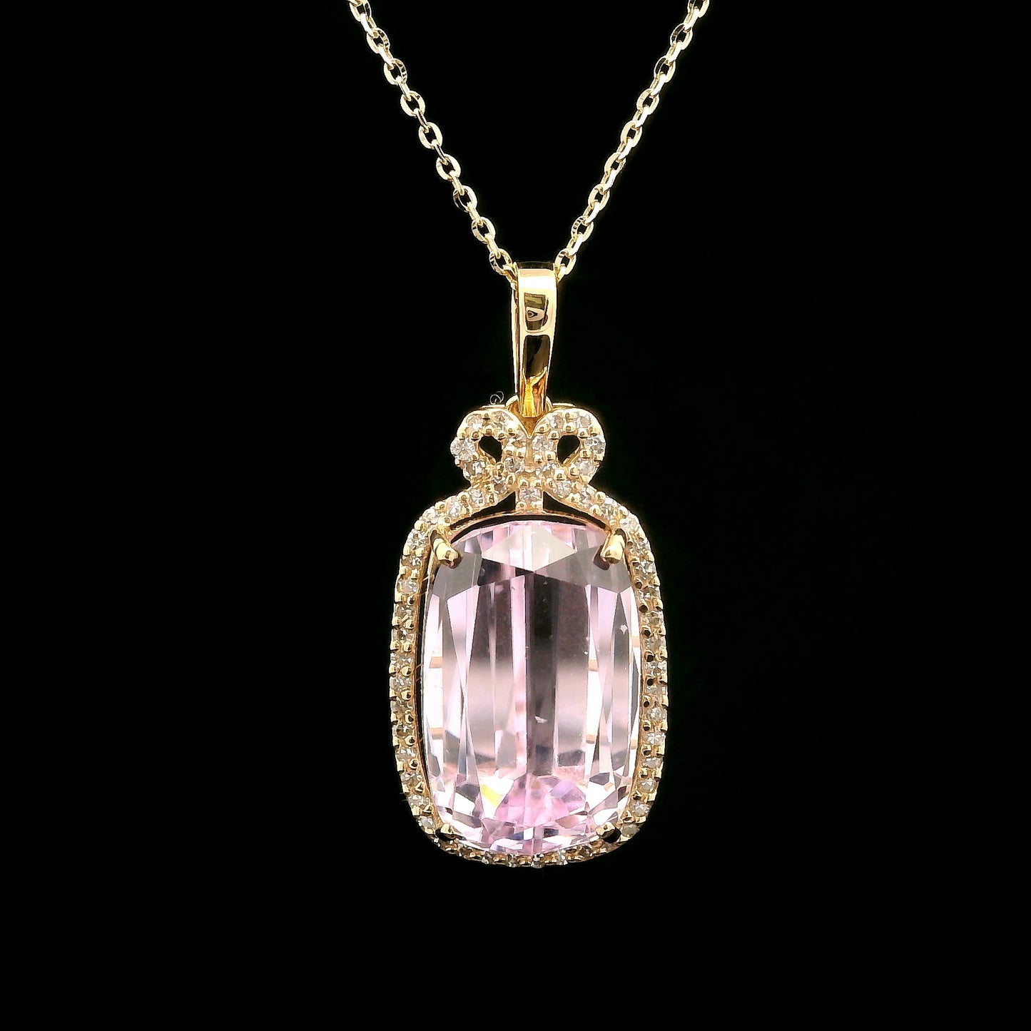 10.05 Ct Cushion Kunzite 14K Gold Pendant
