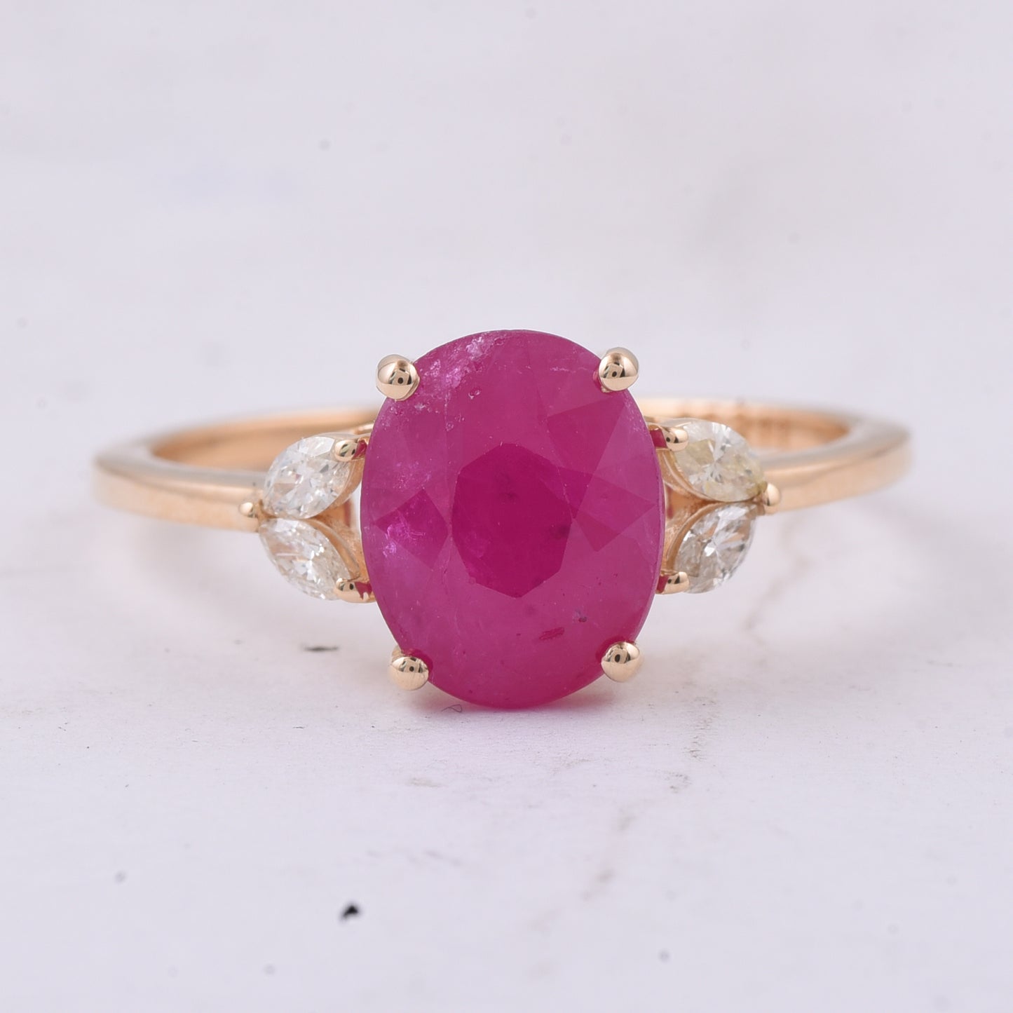 2.78 Ct Oval Natural Ruby 14K Gold Ring