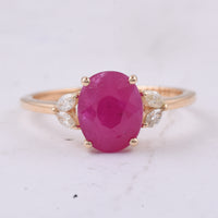 2.78 Ct Oval Natural Ruby 14K Gold Ring
