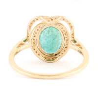 1.89 Ct Oval Mixed Cut Natural Beryl Emerald 14K Gold Ring