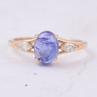 1.94 Ct Oval Cabochon Cut Natural Tanzanite 14K Gold Ring