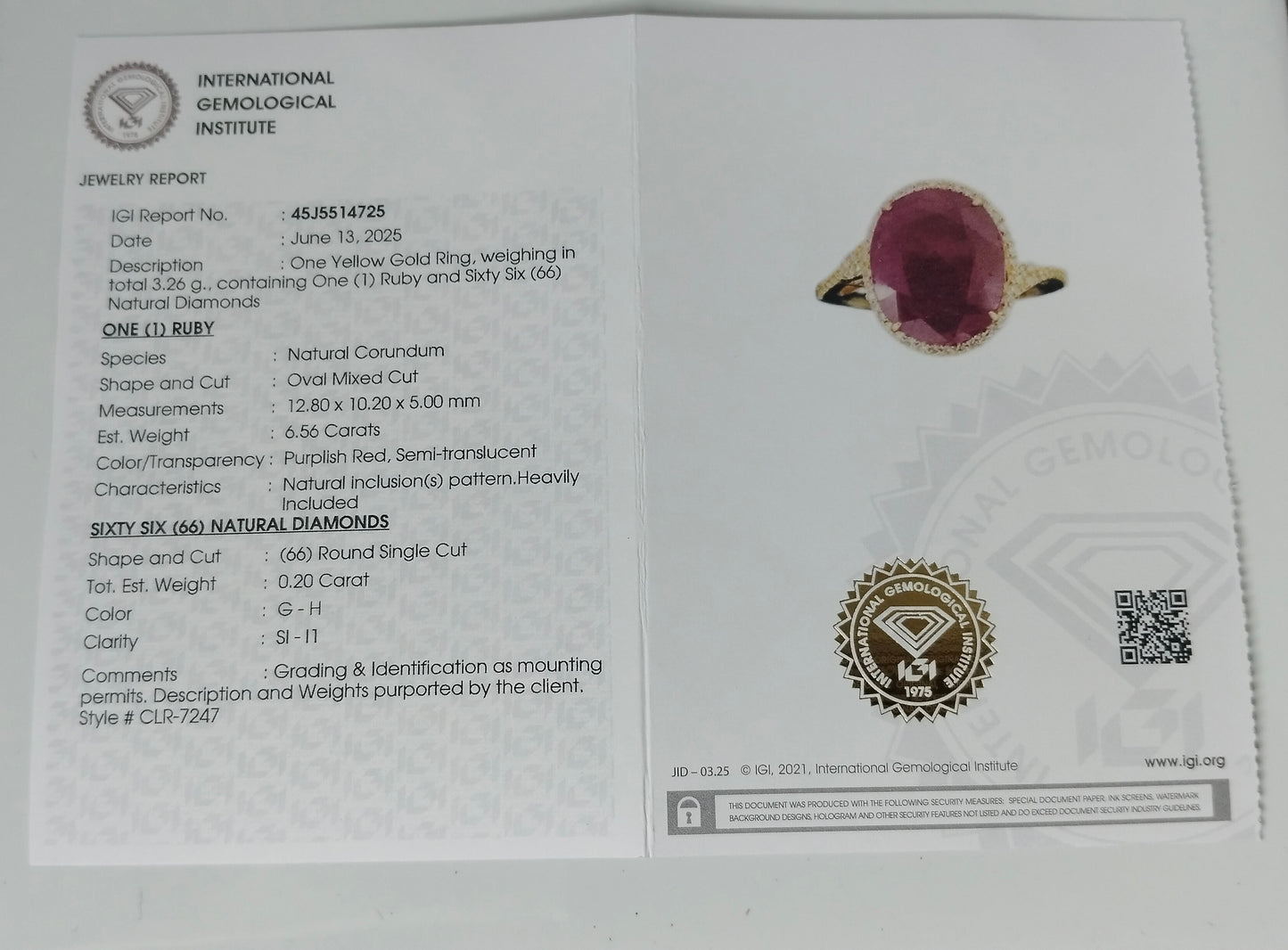 6.76 Ct Oval Mixed Cut Natural Corundum Ruby 14K Gold Ring