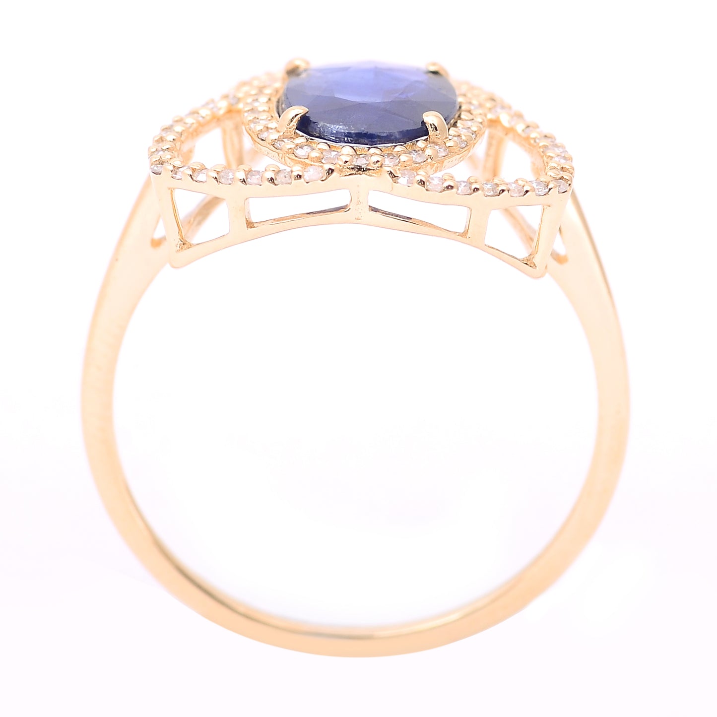 1.35 Ct Oval Mixed Cut Natural Sapphire 14K Gold Ring