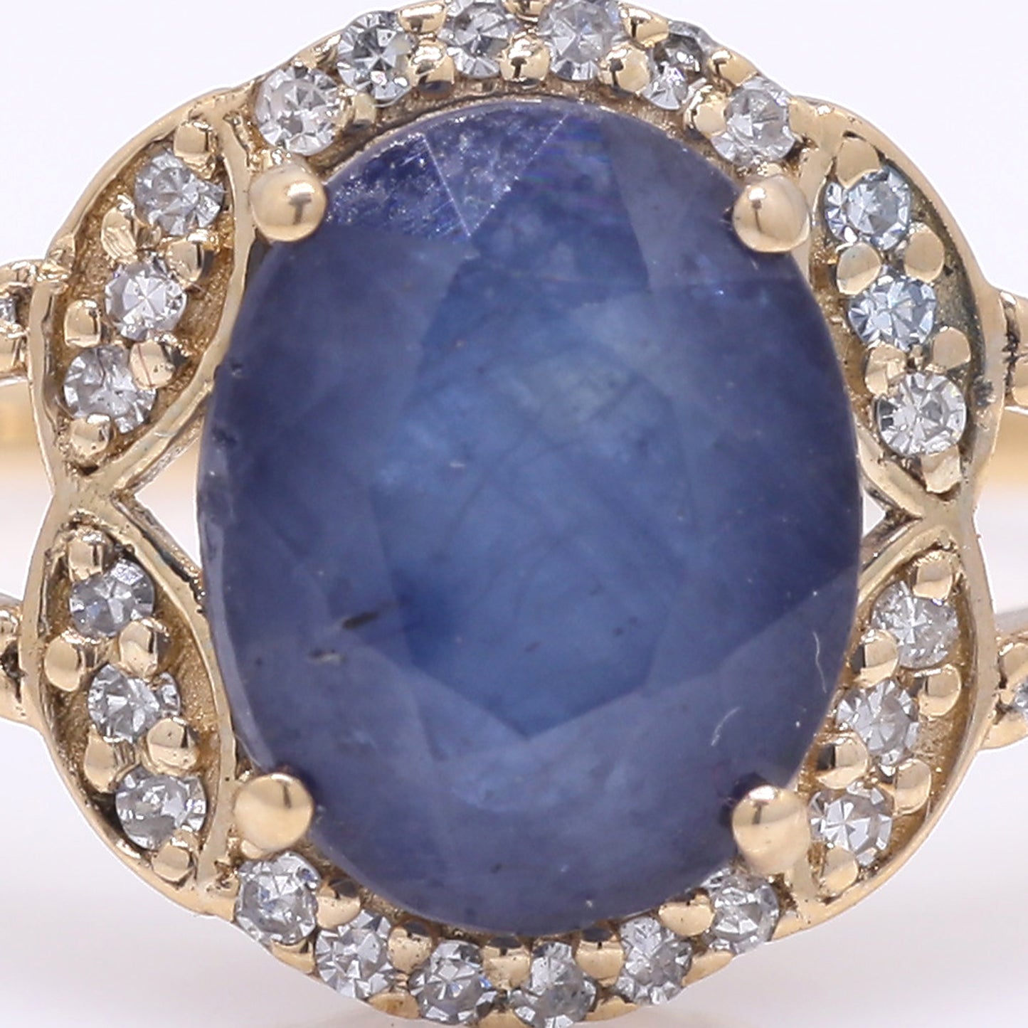 2.53 Ct Oval Mixed Cut Natural Sapphire 14K Gold Ring
