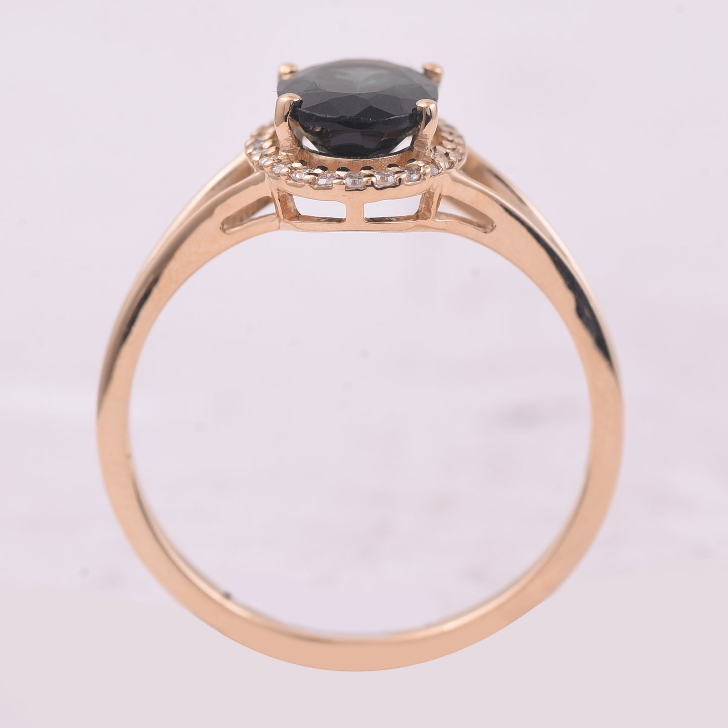 1.39 Ct Oval Mixed Cut Natural Green Tourmaline 14K Gold Ring