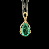 1.84 Ct Pear Mixed Cut Natural Emerald 14K Gold Pendant