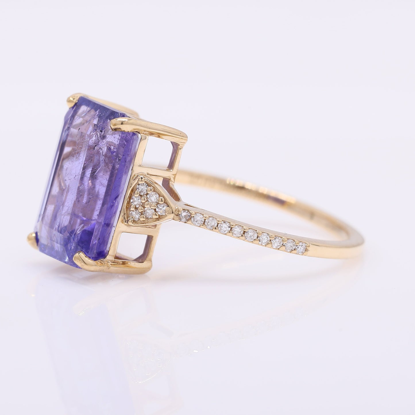 4.92 Ct Octagon Step Cut Natural Tanzanite 14K Gold Ring