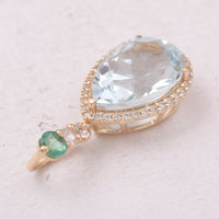 3.35 Ct Pear Aquamarine 9K Gold Pendant