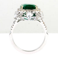 6.47 Ct Cushion Mixed Cut Natural Beryl Emerald 14K Gold Ring