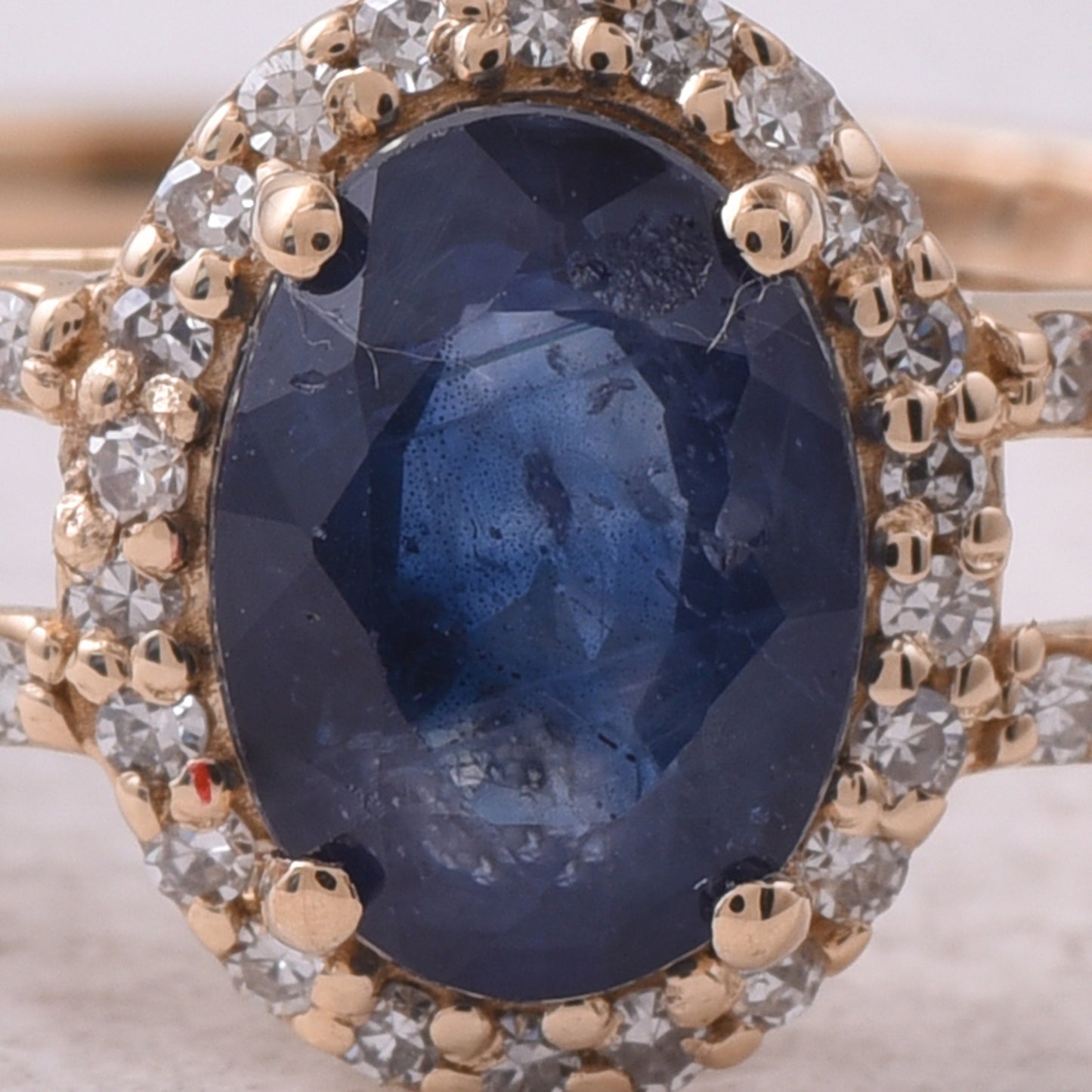 1.38 Ct Oval Mixed Cut Natural Sapphire 14K Gold Ring