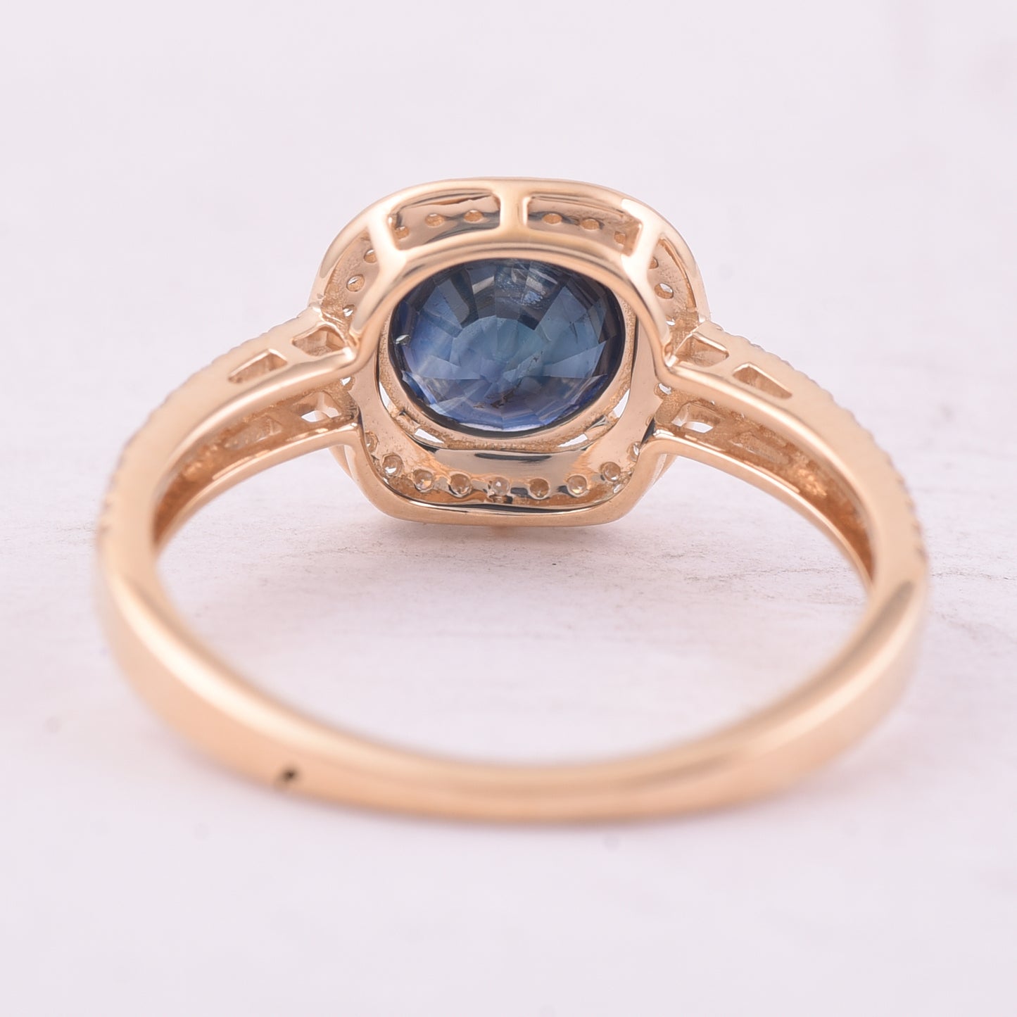 1.66 Ct Round Mixed Cut Natural Sapphire 14K Gold Ring