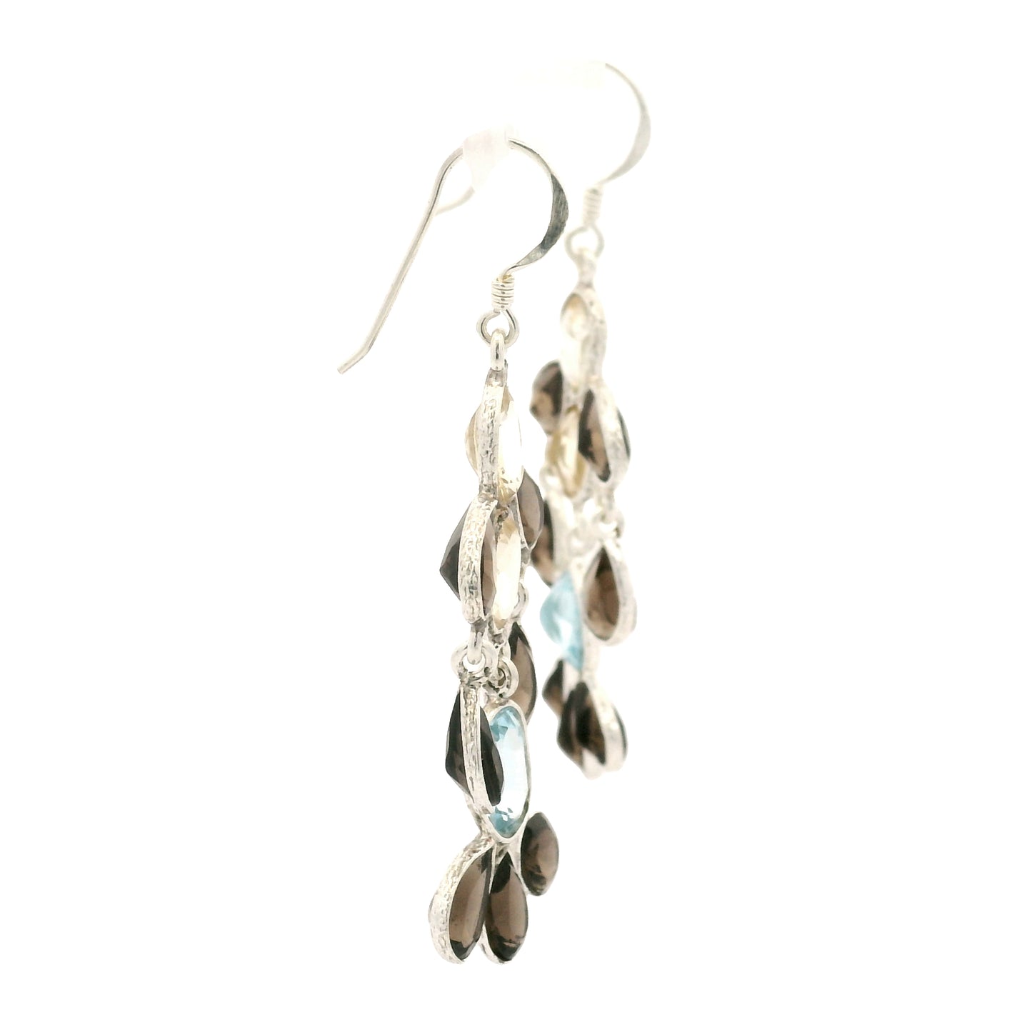 18.68 Ct Blue Topaz, Citrine 925 Sterling Silver Earrings