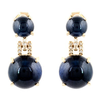 15.79 Carat Round Natural Corundum Sapphire 14K Gold Earrings