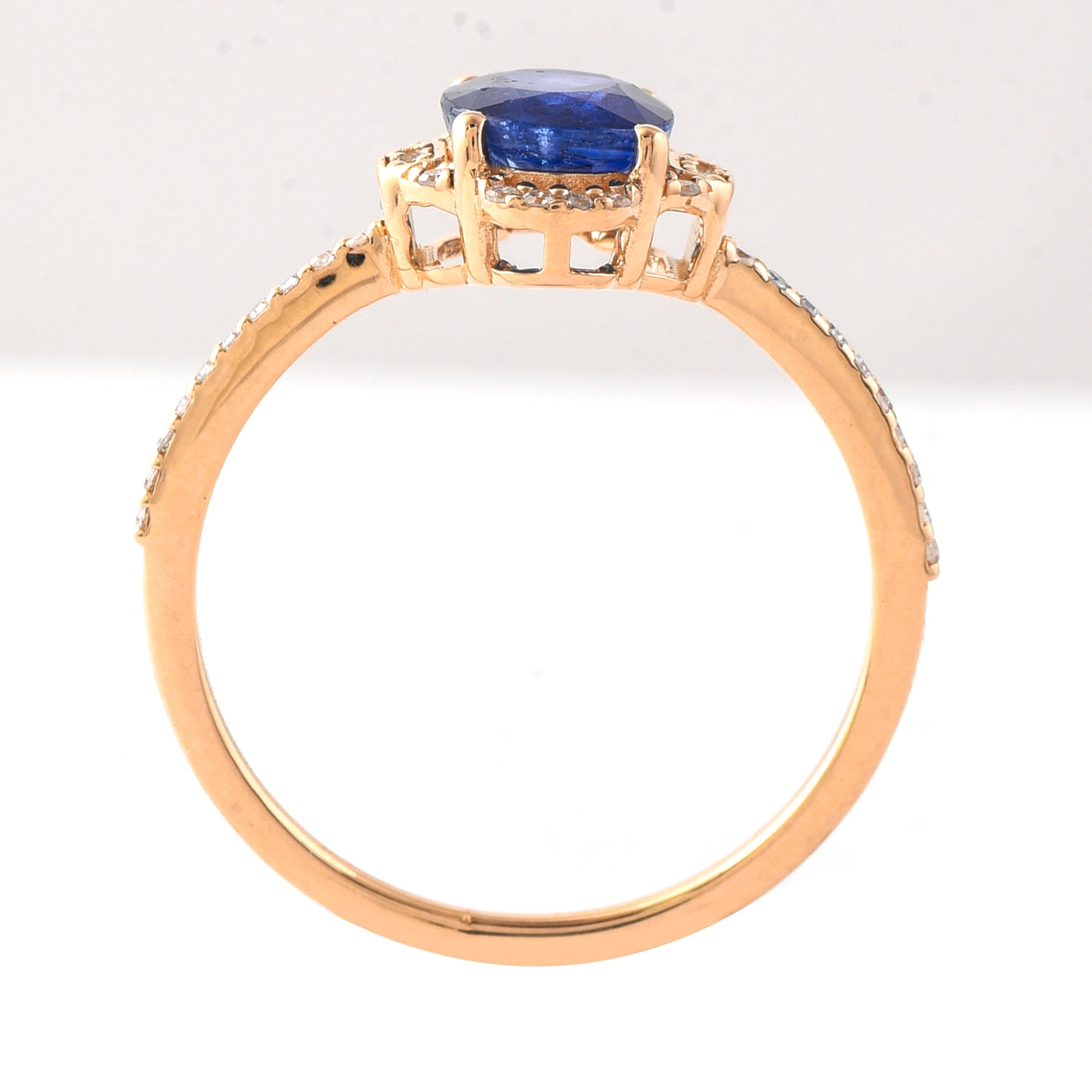 1.76 Ct Oval Mixed Cut Natural Sapphire 14K Gold Ring