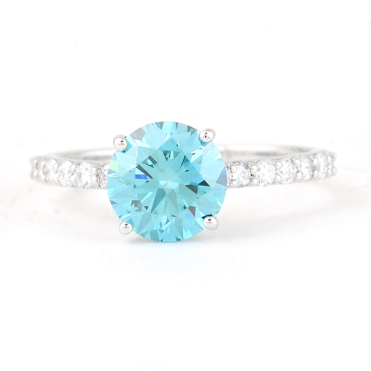 2.09 Carats Blue Lab Grown Diamond 14K Gold Ring