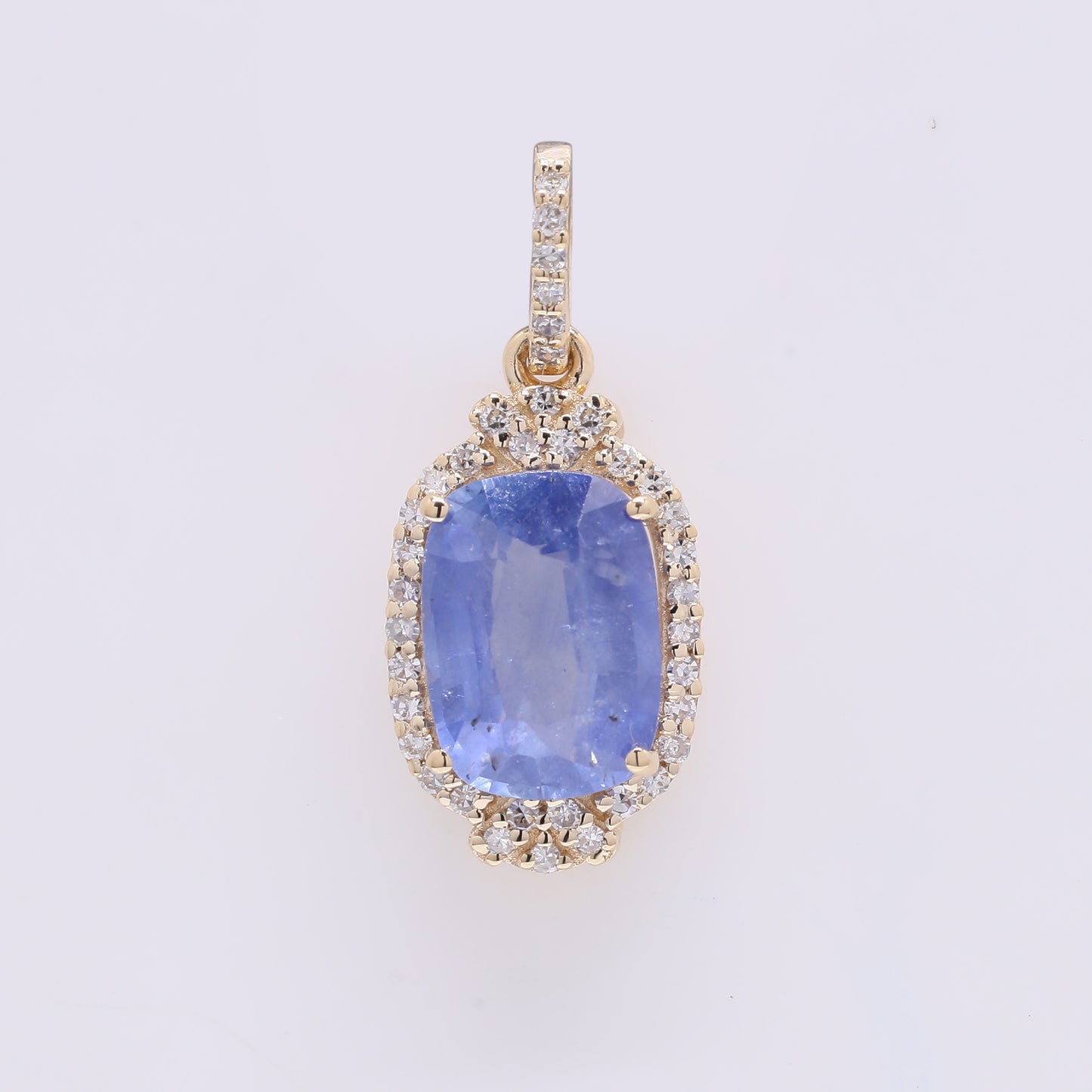 2.40 Ct Cushion Mixed Cut Natural Sapphire 14K Gold Pendant