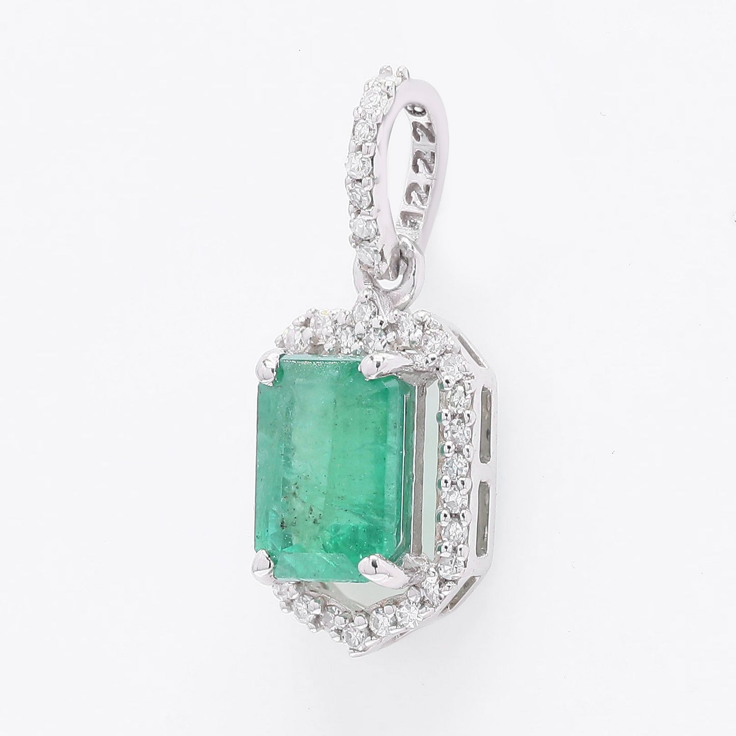 1.20 Ct Octagon Step Cut Natural Emerald 950 Platinum Pendant