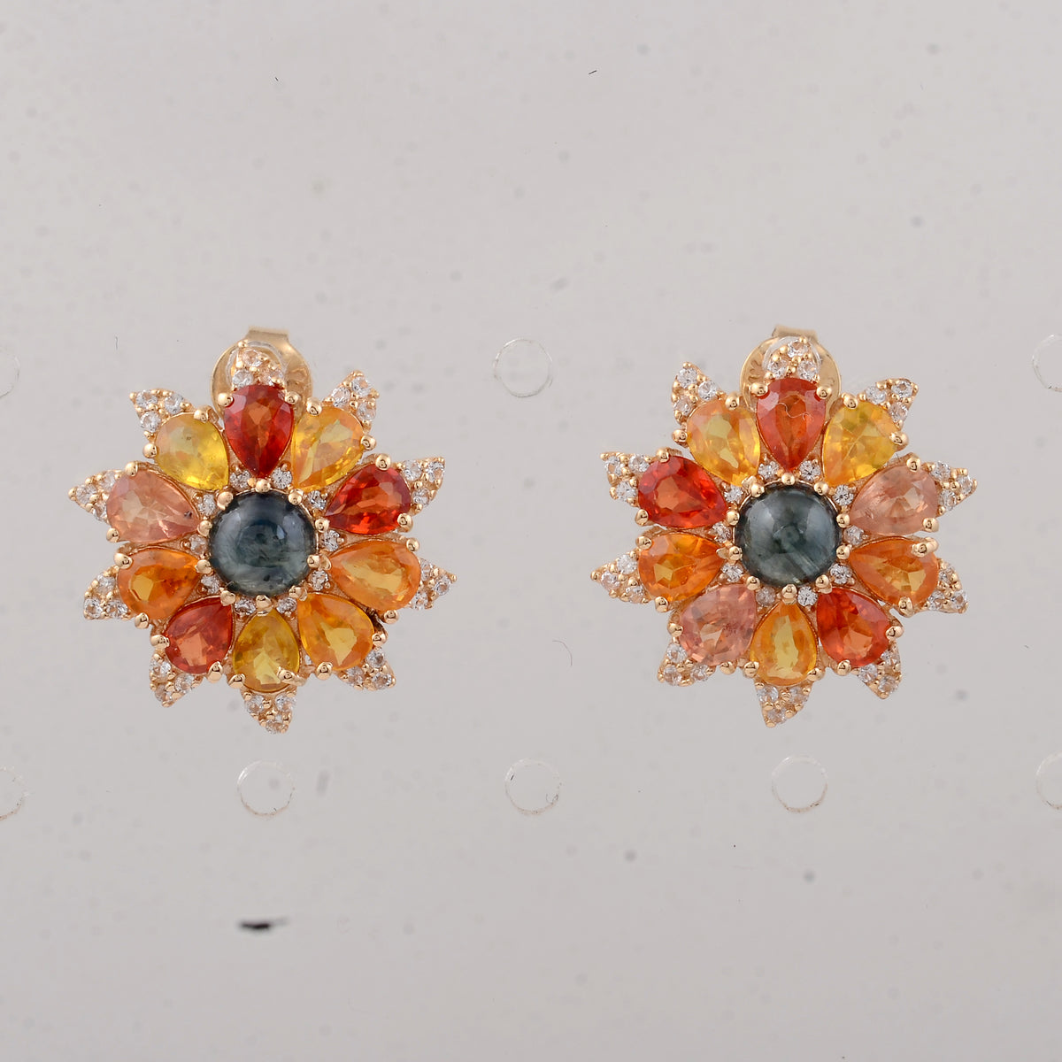 5.37 Ct Round Sapphire 14K Gold Earrings