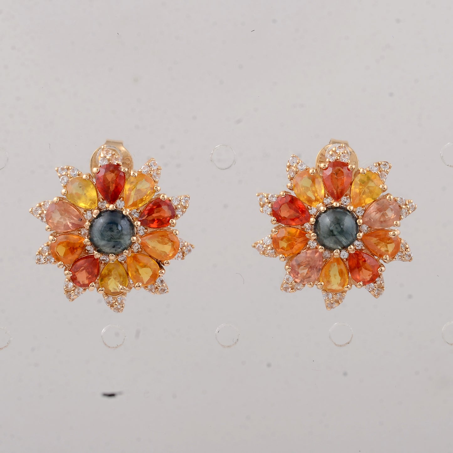 5.37 Ct Round Sapphire 14K Gold Earrings
