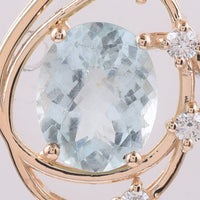 2.64 Ct Oval Rose Cut Natural Aquamarine 14K Gold Pendant